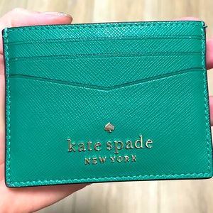 Kate spade green small slim card holder